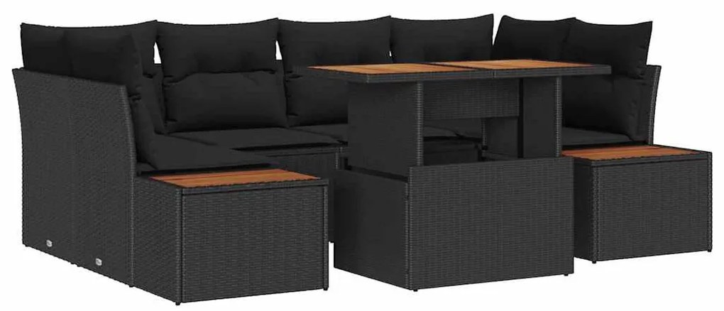 vidaXL Σέτ φαγητού για κήπο 7 pcs Μαύρο, Καφέ 100 x 55 x 73 εκ
