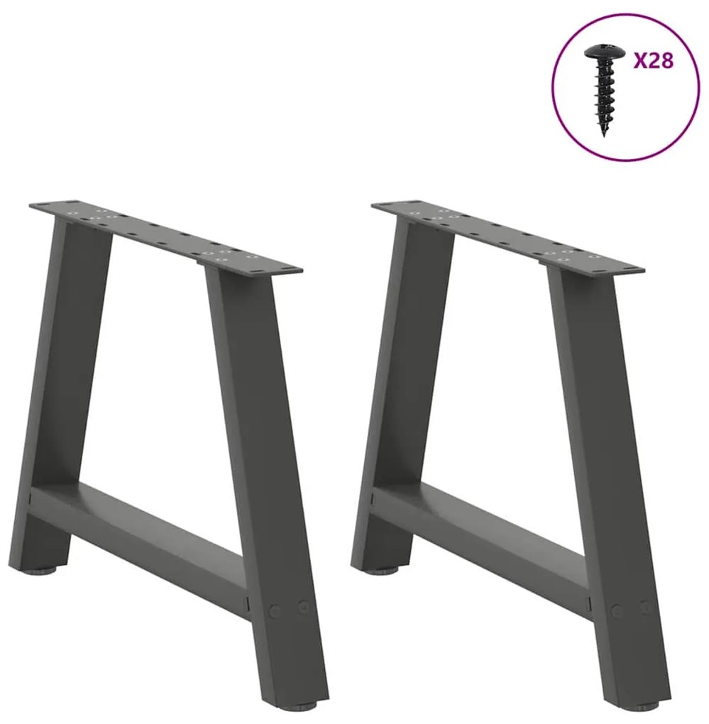 vidaXL Πόδια Τραπεζιού Σαλονιού Σχήματος Α 2 τεμ. Ανθρακί 70x(42-43) εκ. Ατσάλι