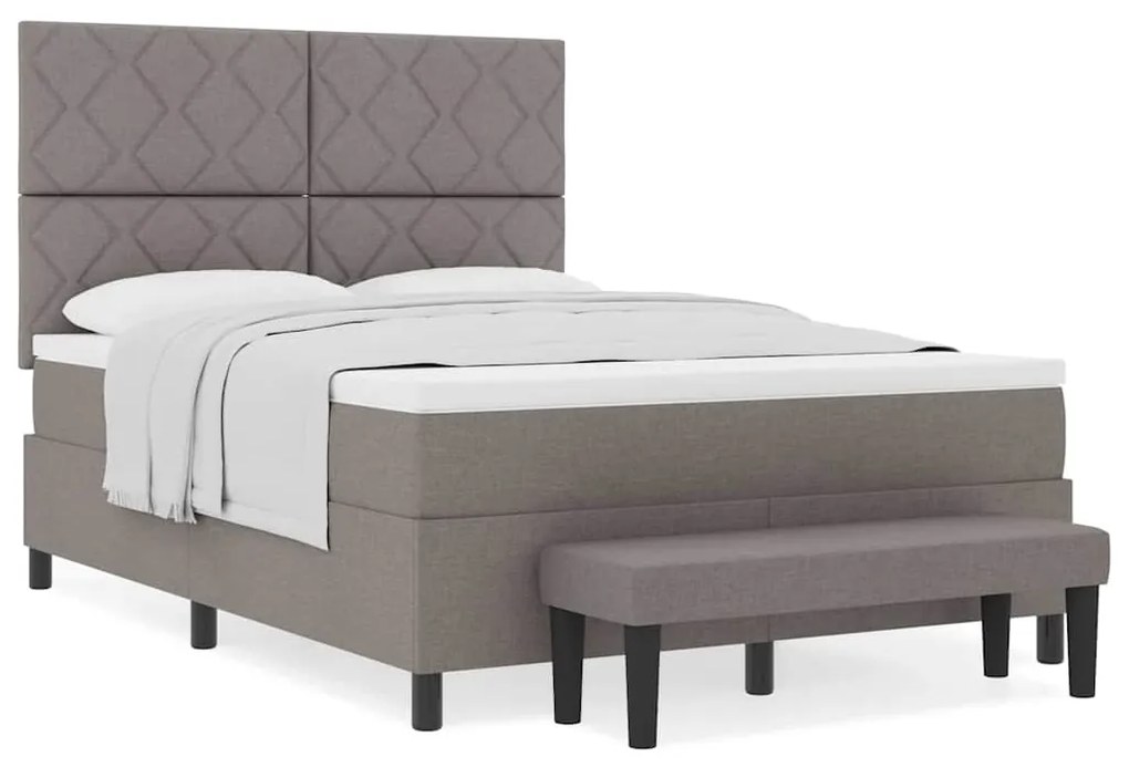 vidaXL Κρεβάτι με ελατήρια με στρώμα Taupe 140 x 190 cm ύφασμα