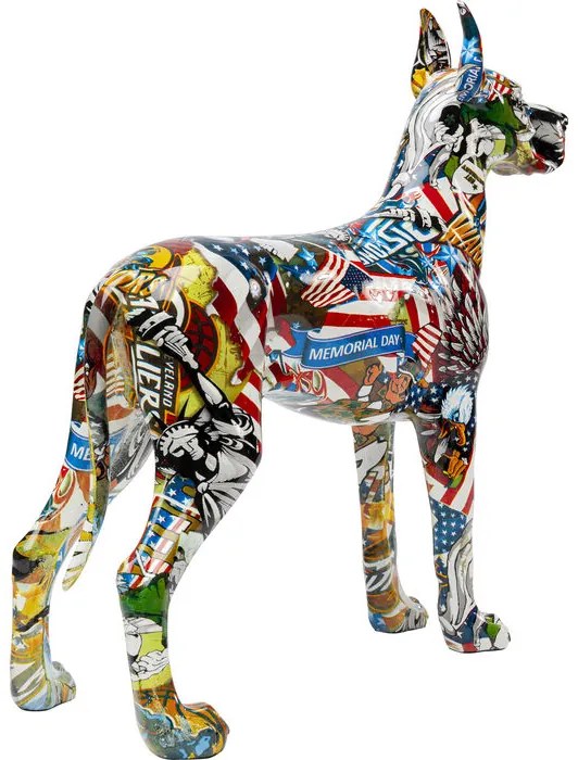 Διακοσμητική Επιτραπέζια Φιγούρα Σκυλί Χρωματιστή Κόμικ 39x40 εκ. 39x15x40εκ - Μαύρο