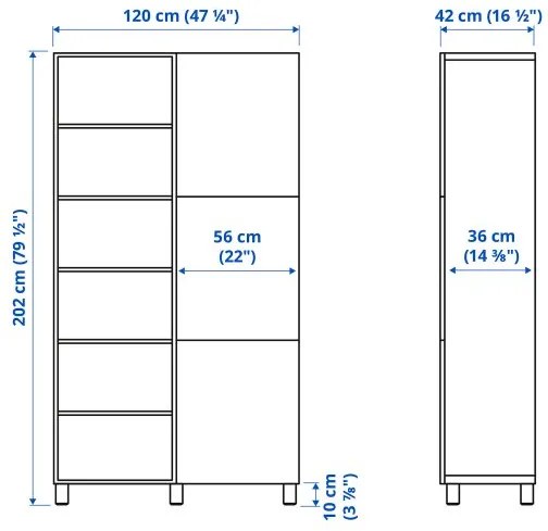 BESTÅ σύνθεση αποθήκευσης με πόρτες, 120x42x202 cm 794.217.00