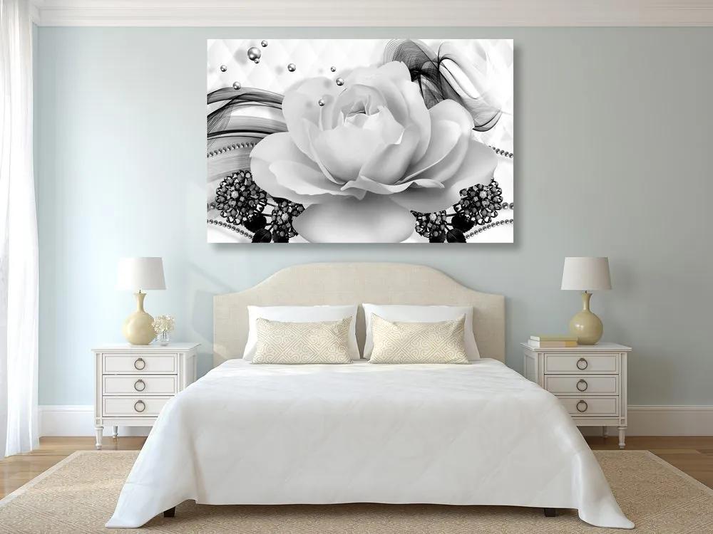 Εικόνα πολυτελές τριαντάφυλλο με αφαίρεση σε ασπρόμαυρο - 60x40