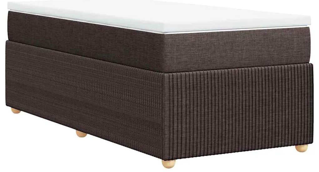 vidaXL Κρεβάτι Boxspring με Στρώμα Σκούρο Καφέ 100x200 εκ. Υφασμάτινο
