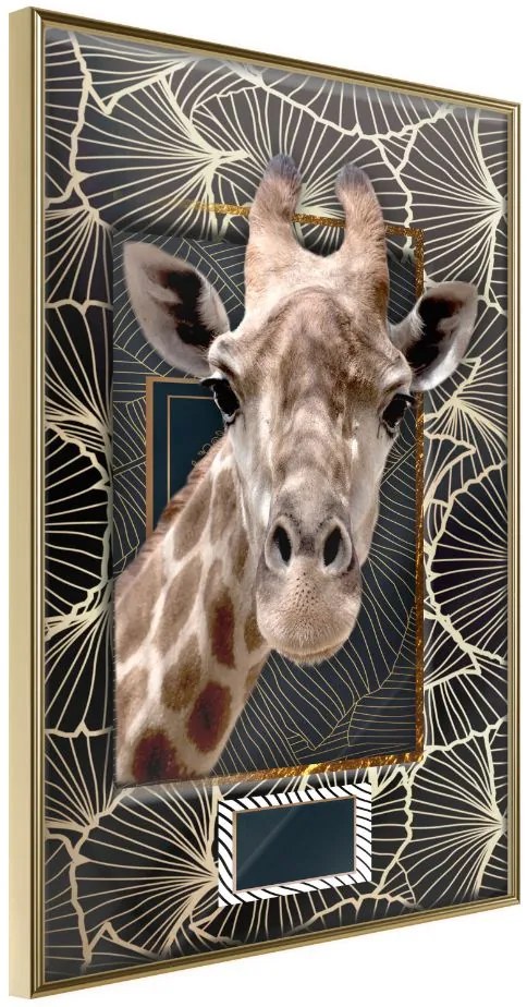 Αφίσα - Giraffe in the Frame - 20x30 - Χρυσό - Χωρίς πασπαρτού