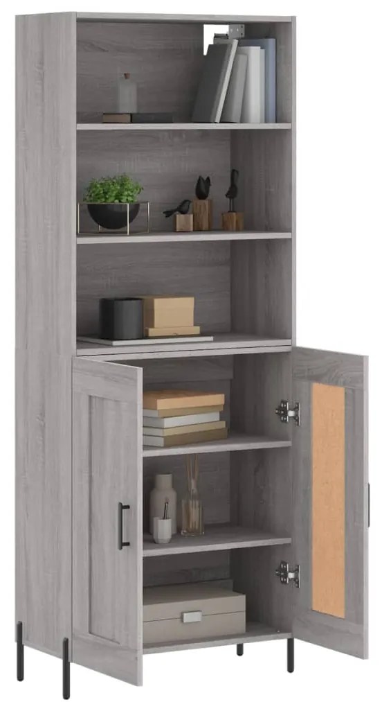 vidaXL Ντουλάπι Γκρι Sonoma 69,5 x 34 x 180 εκ. Επεξεργασμένο Ξύλο
