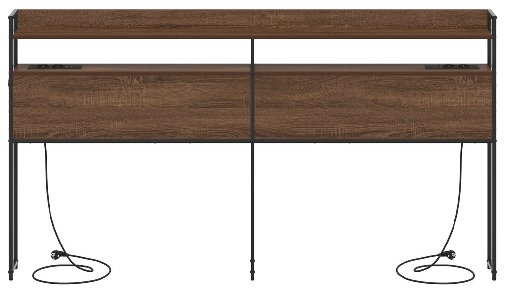 vidaXL Κεφαλάρι Αποθήκης με ράφι Καφέ δρυς 200 cm Επεξεργασμένο ξύλο