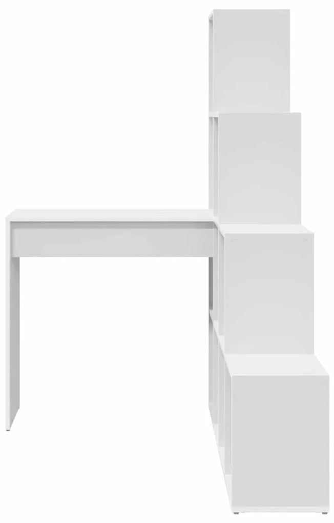 vidaXL Γωνιακό γραφείο με ράφι Λευκό 101.5 x 149.5 x 149.5 εκ.