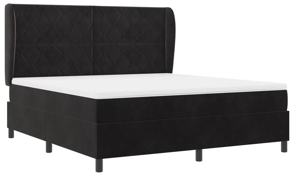 vidaXL Κρεβάτι με Στρώμα Μαύρο 180x200 εκ. Βελούδο