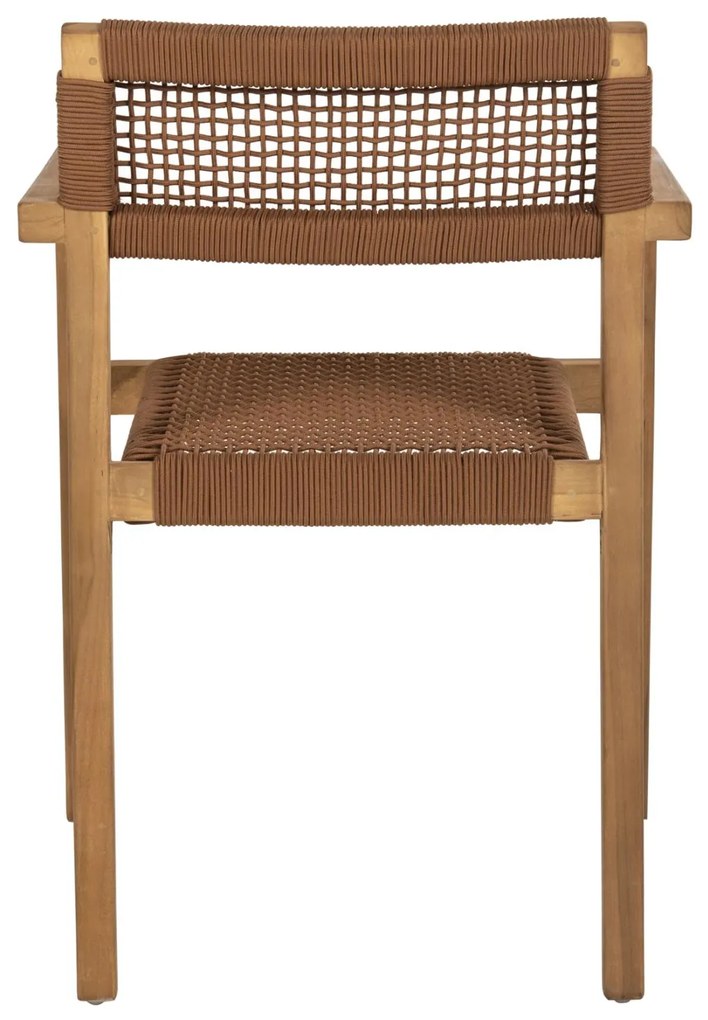 Πολυθρόνα CHARLOTTE Ξύλο Teak Φυσικό και Καφέ Σχοινί 59x54x83Y εκ. 59x54x83 εκ.