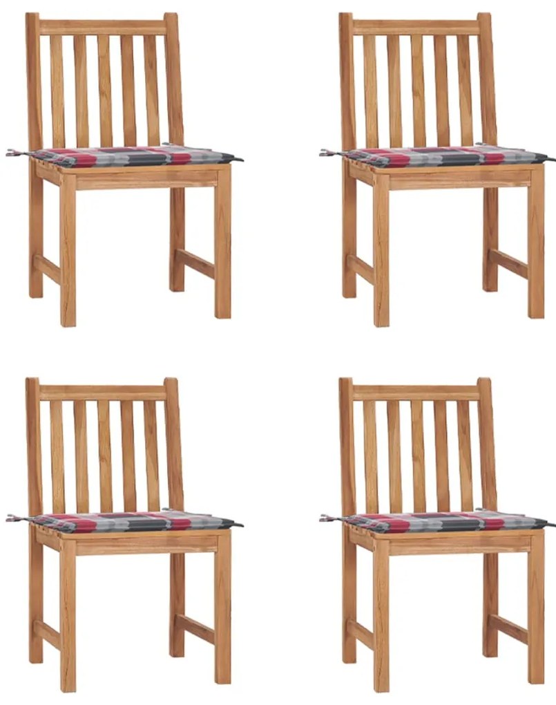 vidaXL Καρέκλες Κήπου 4 Τεμαχίων από Μασίφ Ξύλο Teak με Μαξιλάρια