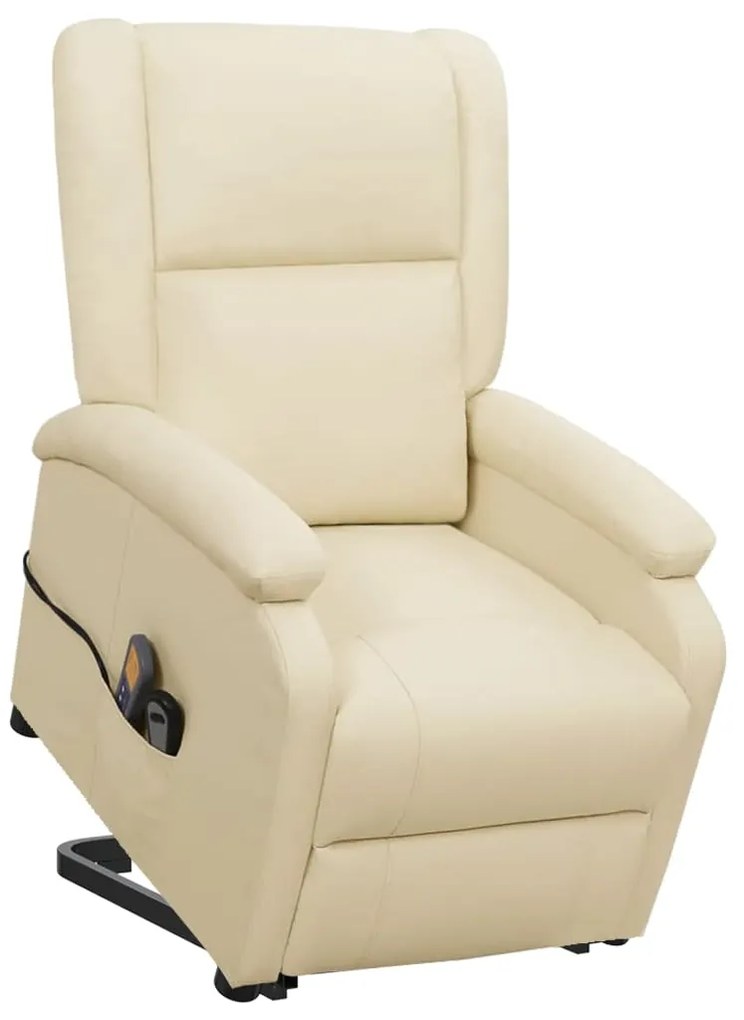 vidaXL Πολυθρόνα Μασάζ με Ανύψωση Κρεμ Συνθετικό Δέρμα