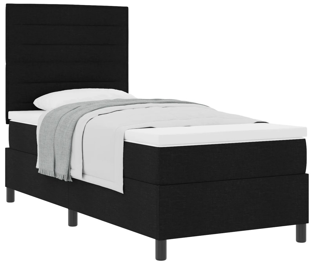 vidaXL Κρεβάτι Box Spring με Ματράζ Μαύρο 100x200 cm Ύφασμα