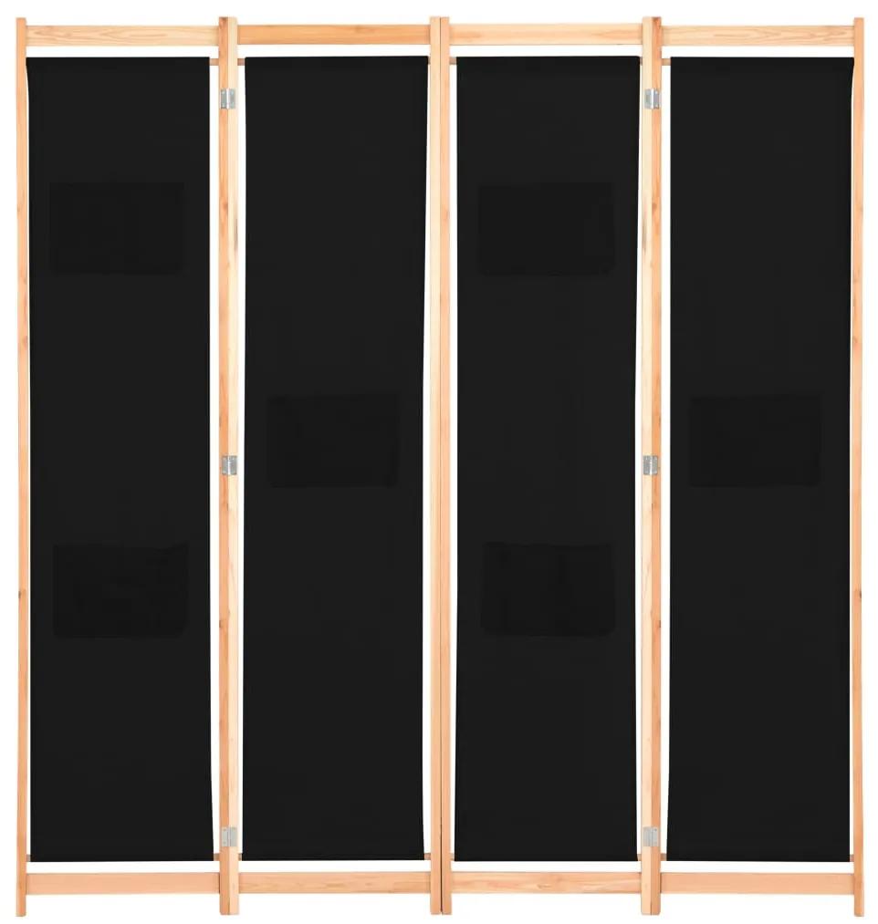 vidaXL Διαχωριστικό Δωματίου με 4 Πάνελ Μαύρο 160x170x4 εκ. Υφασμάτινο