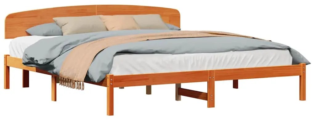 vidaXL Σκελετός Κρεβατιού με κεφαλάρι Κερωτό καφέ 180 x 200 cm