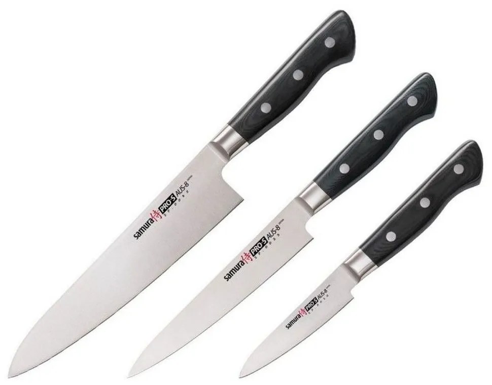 Μαχαίρια PRO-S SP-0220 (Σετ 3τμχ) Black Samura Stainless Steel