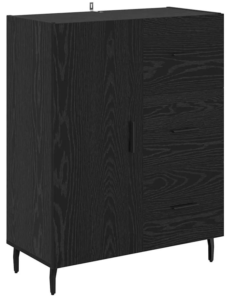 vidaXL Highboard με συρτάρι 2 pcs Μαύρη δρυς Σύνθετο Ξύλο και Γυαλί