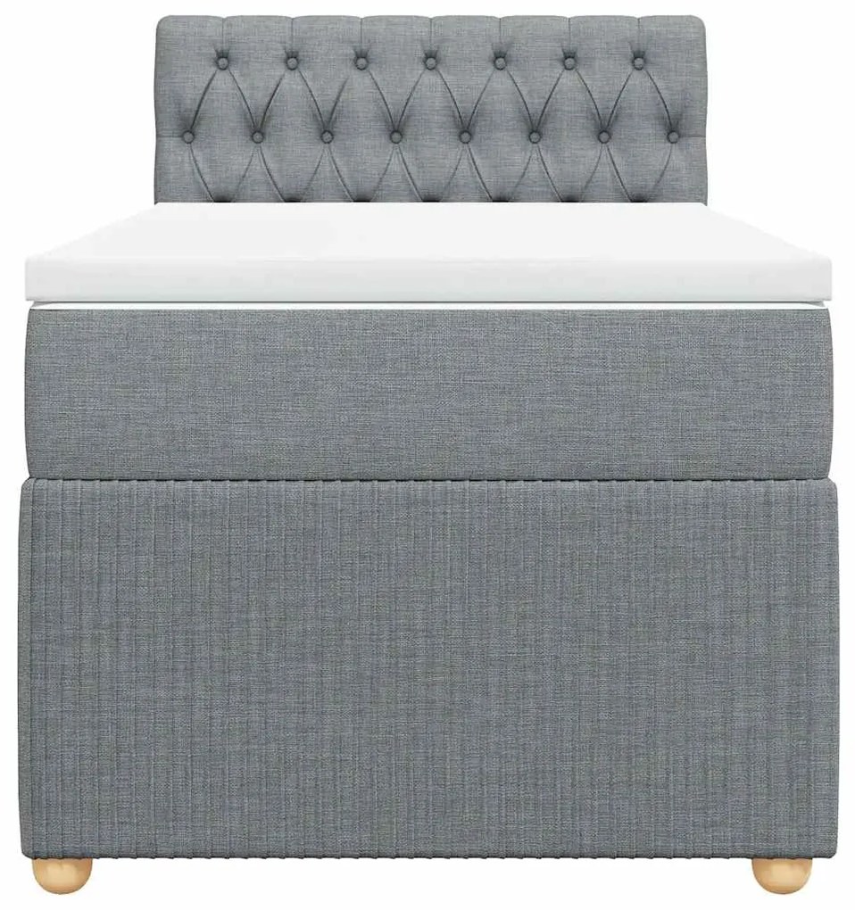 vidaXL Κρεβάτι Boxspring με Στρώμα Ανοιχτό Γκρι 100x200 εκ. Υφασμάτινο