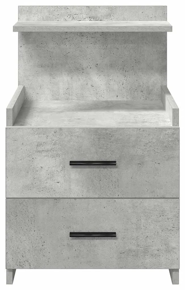 vidaXL Κομοδίνο με 2 Συρτάρια Γκρι Σκυρόδεμα 40x36,5x62 εκ.