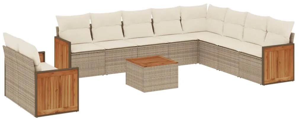 vidaXL Σαλόνι Κήπου Σετ 11 τεμ. Μπεζ Συνθετικό Ρατάν με Μαξιλάρια