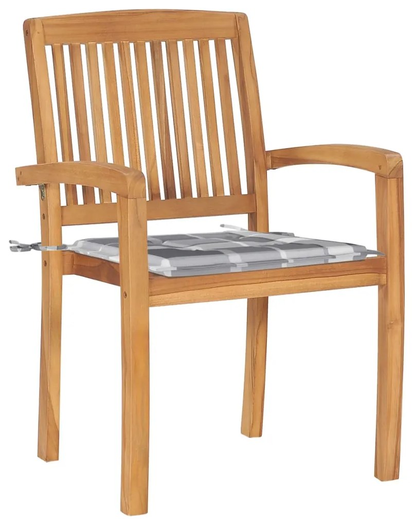 vidaXL Καρέκλες Κήπου Στοιβαζόμενες 8 τεμ. Μασίφ Ξύλο Teak & Μαξιλάρια
