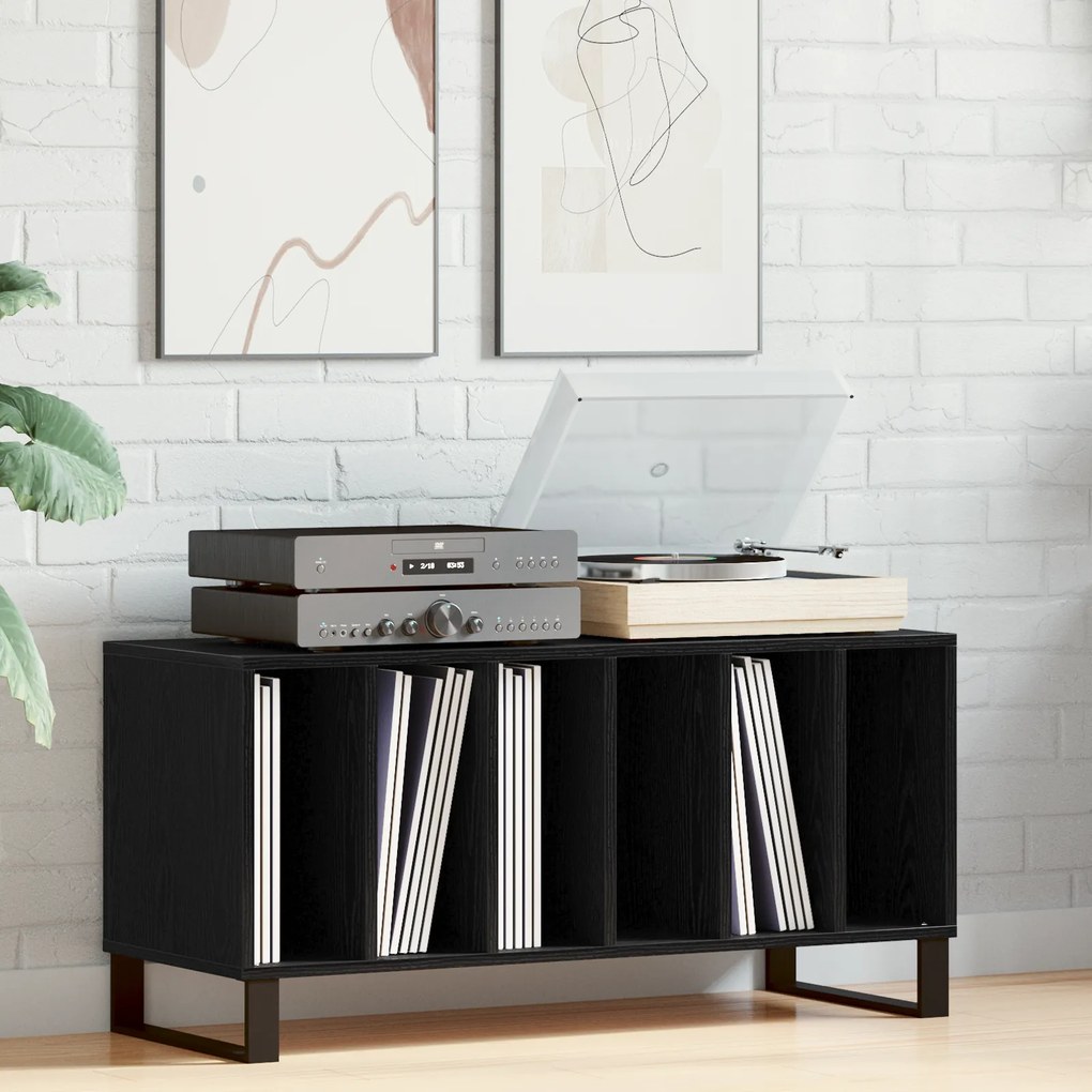 vidaXL Ντουλάπα Δίσκων Μαύρη Δρυς 100x38x48 εκ. Επεξεργασμένο Ξύλο