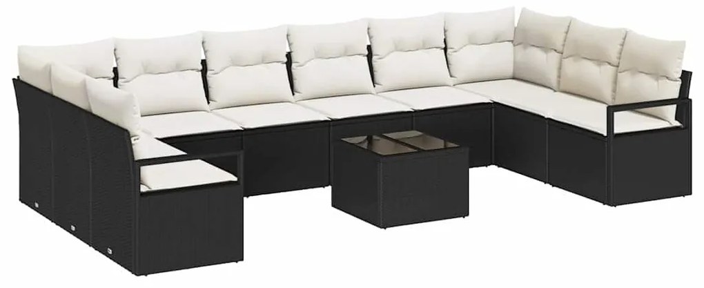 vidaXL Σετ Καναπέ Κήπου 11 pcs Μαύρο Πολυ ράταν