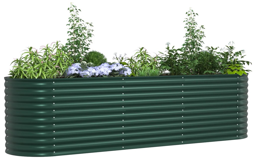 vidaXL Υψωμένο Κρεβάτι Κήπου Πράσινο 320x80x81 εκ από Γαλβανισμένο Χάλυβα
