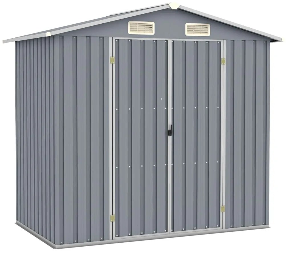 vidaXL Αποθήκη Κήπου Γκρι 205 x 129 x 183 εκ. από Γαλβανισμένο Ατσάλι