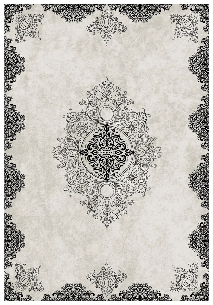 ΧΑΛΙ ΣΑΛΟΝΙΟΥ VINTAGE ΜΕ ΚΡΟΣΙΑ ΛΕΥΚΟ-ΜΑΥΡΟ FB97675.25 160X230 εκ. 0517052