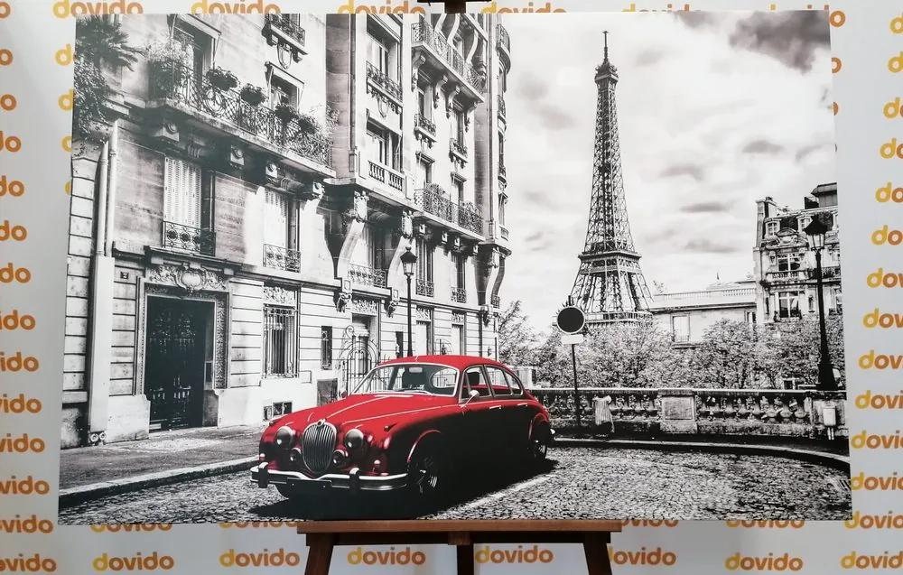 Εικόνα ενός κόκκινου ρετρό αυτοκινήτου στο Παρίσι - 120x80