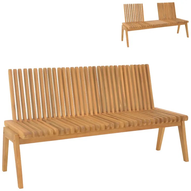 Intrahome Πολυμορφικός καναπές-παγκάκι Jey Intrahome teak ξύλο σε φυσική απόχρωση 150x57.5x80εκ | SKU: INTRAPA-451111127