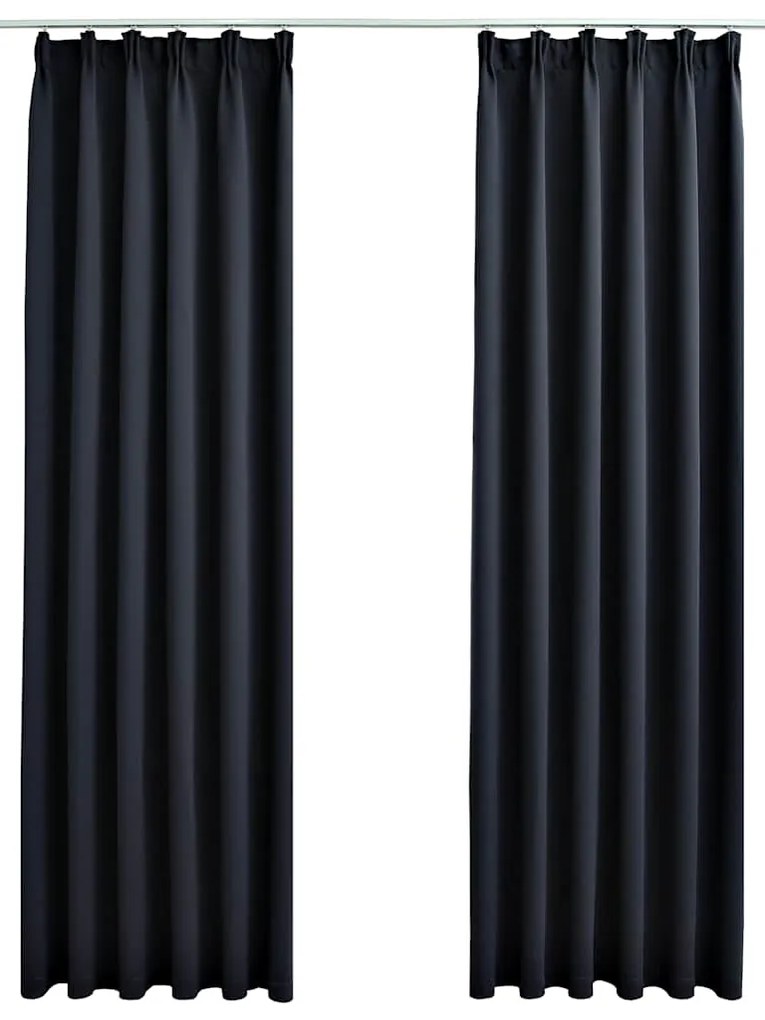 vidaXL Κουρτίνες Συσκότισης με Γάντζους 2 τεμ. Ανθρακί 140 x 245 εκ.