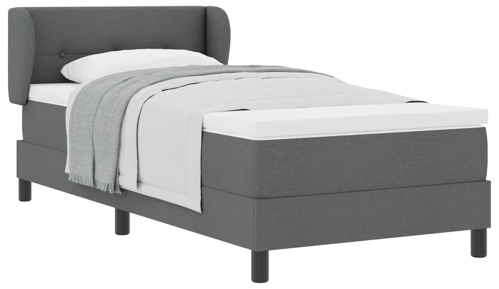 vidaXL Κρεβάτι Box Spring με Στρώμα Σκούρο Γκρι 80x200 εκ. Ύφασμα
