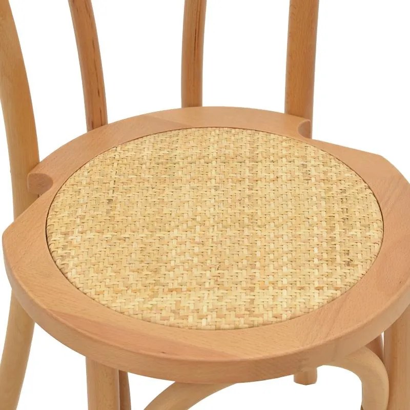 Καρέκλα Azhel φυσικό ξύλο οξιάς-έδρα φυσικό rattan 41x50x89εκ 41x50x86 εκ.