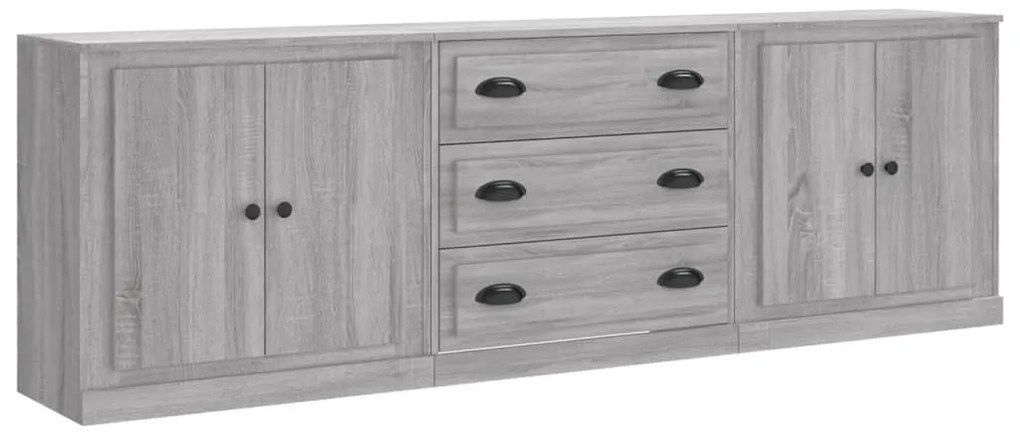 vidaXL Ντουλάπι 3 τεμ. Γκρι Sonoma από Επεξεργασμένο Ξύλο