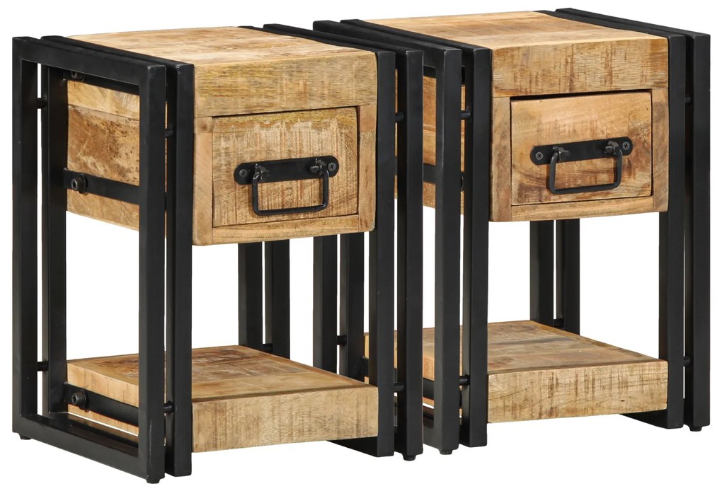 vidaXL Κομοδίνα 2 τμχ 40x40x40 εκ. Μασίφ ξύλο μάνγκο
