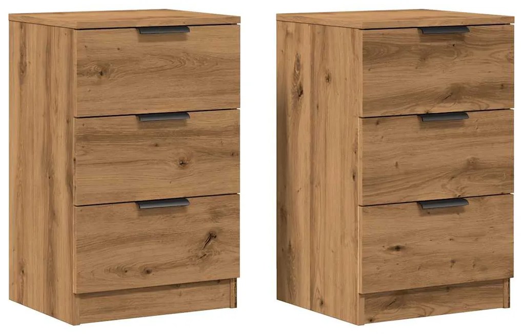vidaXL Κομοδίνα 2 τεμ.Αρτισιανή Δρυς 40x36x65 εκ. Επεξ. Ξύλο