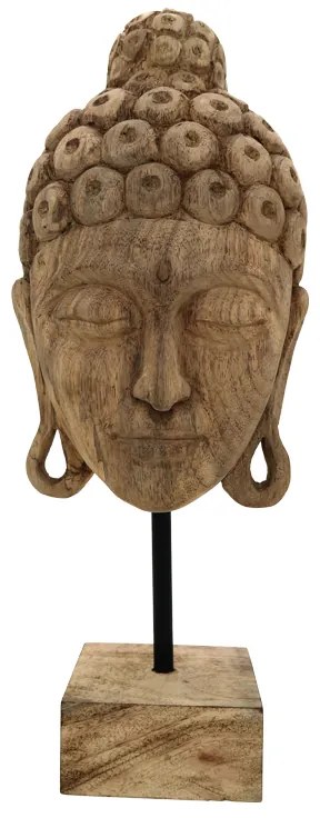 Επιτραπέζιο διακοσμητικό βούδας Mask Inart φυσικό μάνγκο ξύλο-μέταλλο 20x18.5x48.5εκ
