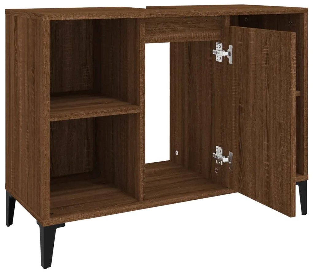 vidaXL Ντουλάπι Νιπτήρα Καφέ Δρυς 80 x 33 x 60 εκ. Επεξεργασμένο Ξύλο