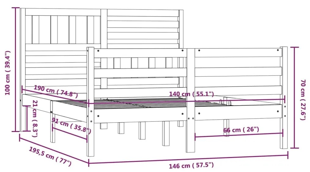 ΠΛΑΙΣΙΟ ΚΡΕΒΑΤΙΟΥ ΜΑΥΡΟ 140 X 190 ΕΚ. ΑΠΟ ΜΑΣΙΦ ΞΥΛΟ ΠΕΥΚΟΥ 3101068