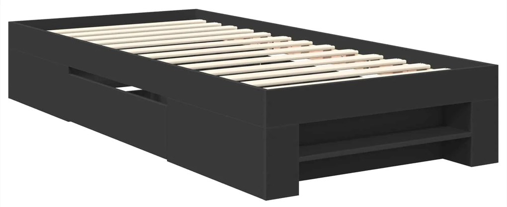 vidaXL Σκελετός Κρεβατιού Μαύρο 90 x 200 cm Επεξεργασμένο ξύλο