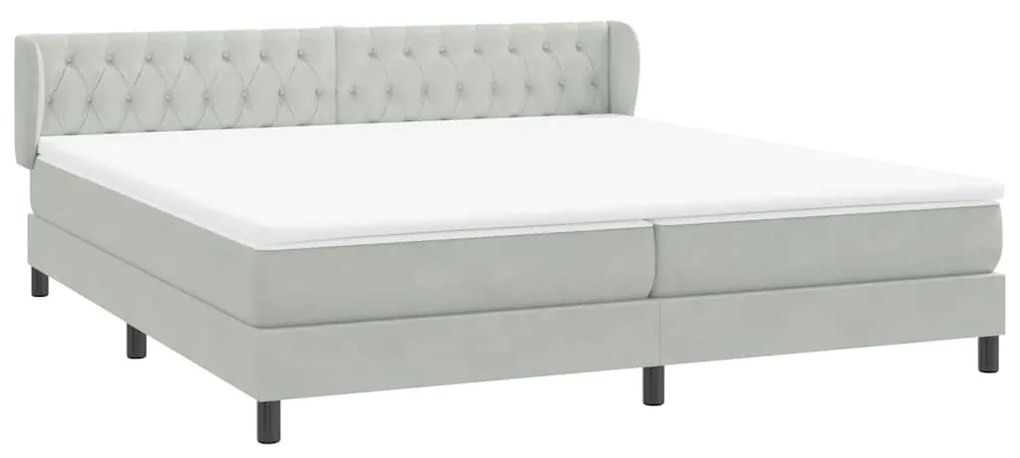 vidaXL Box Spring κρεβάτι με στρώματα ανοιχτό γκρι 180x220cm Βελούδινο