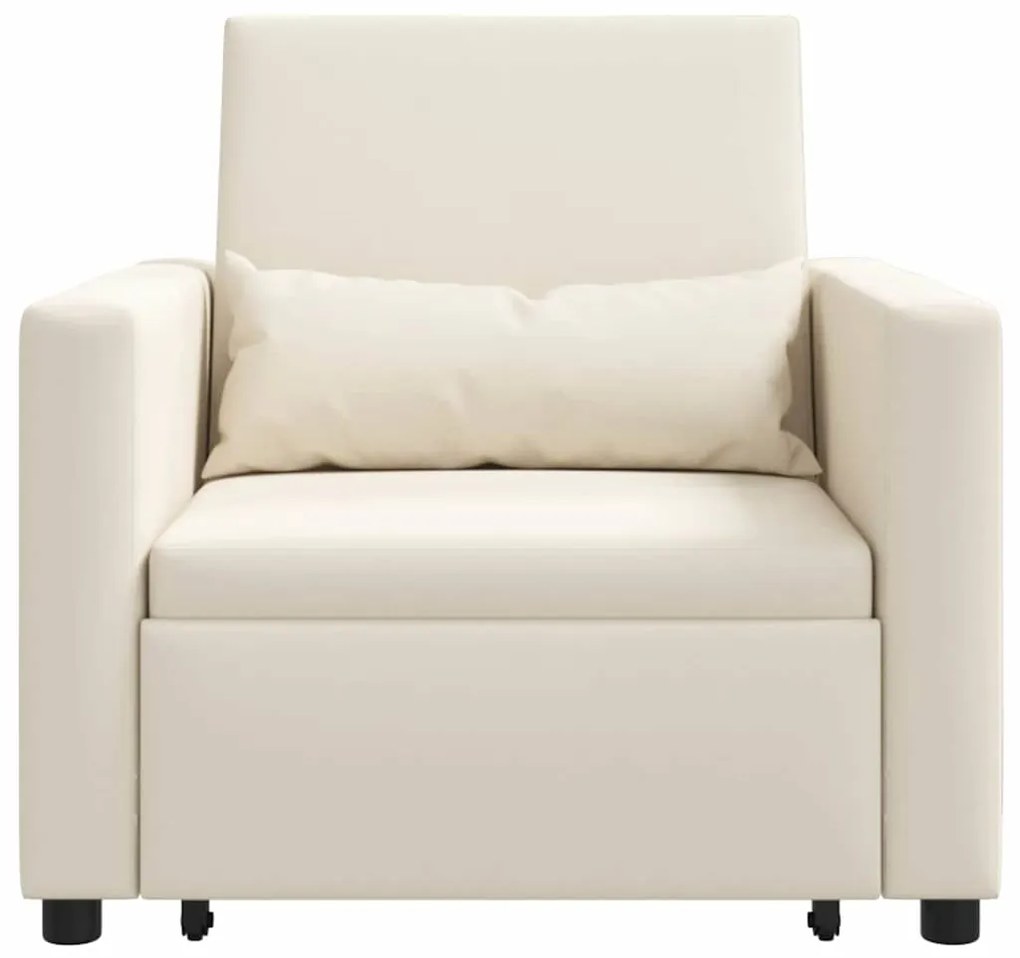 vidaXL Μονός καναπές-κρεβάτι Κρεμ λευκό 90 x 165 x 87 εκ. ύφασμα