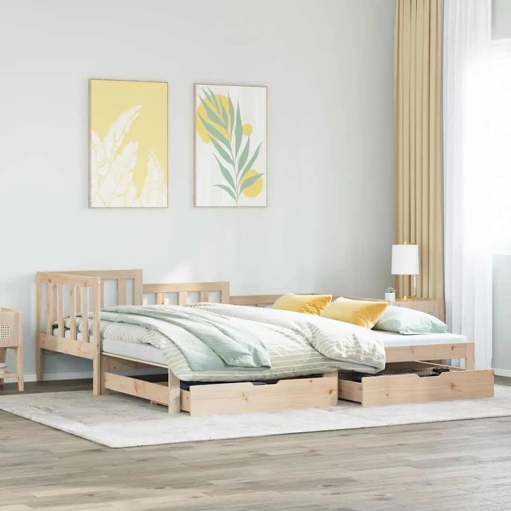 vidaXL Καναπές Κρεβάτι Συρόμενος Χωρίς Στρώμα 90x190 εκ. &amp; Συρτάρια