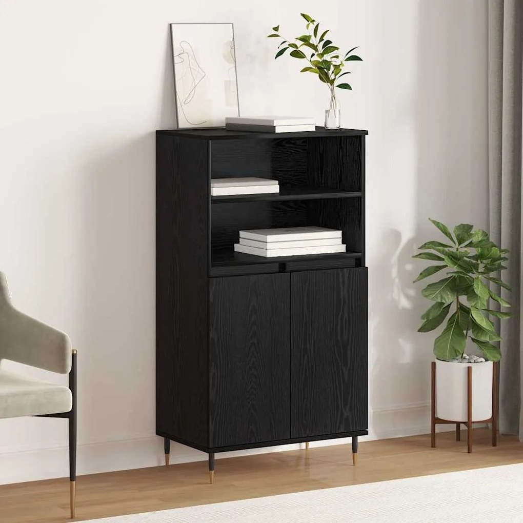 vidaXL Highboard με ράφι Μαύρο 60 x 36 x 110 εκ Επεξεργασμένο ξύλο