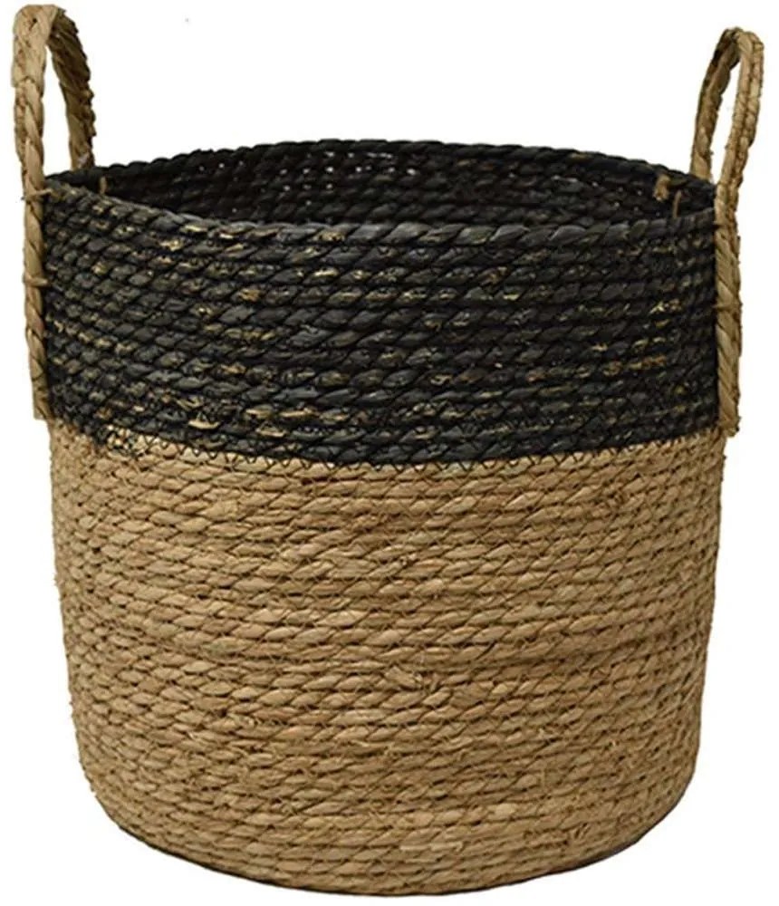 Καλάθι 00.06.67491 Φ35x33cm Ψάθινο Natural-Black Mat