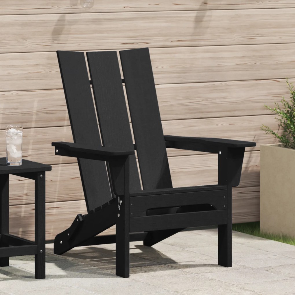 vidaXL Αναδιπλούμενη Καρέκλα Adirondack Μαύρη 74.5x80.5x90 cm HDPE