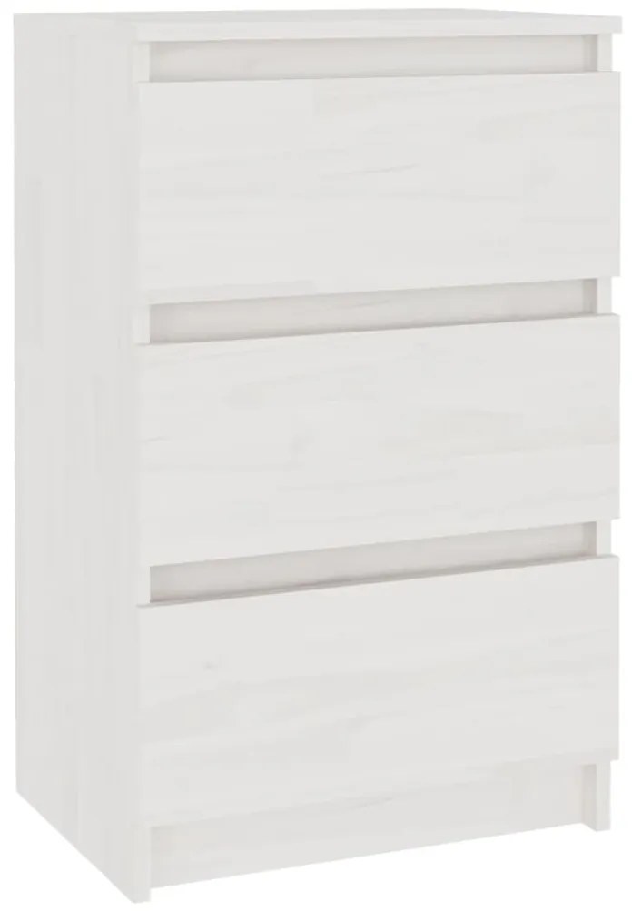 vidaXL Κομοδίνο Λευκό 40 x 29,5 x 64 εκ. από Μασίφ Ξύλο Πεύκου