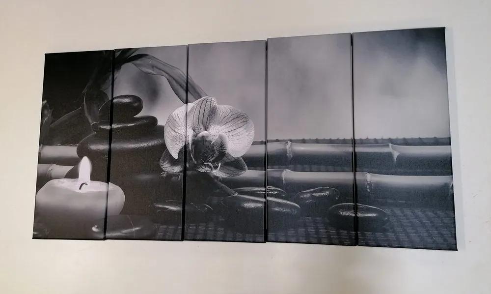 Φωτογραφία 5 μερών Νεκρή φύση του Φενγκ Σούι σε ασπρόμαυρο - 100x50