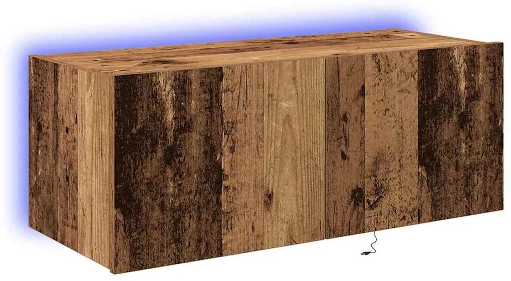 vidaXL Ντουλάπι τοίχου TV με φώτα LED παλιού ξύλου 80x35x31 εκ.